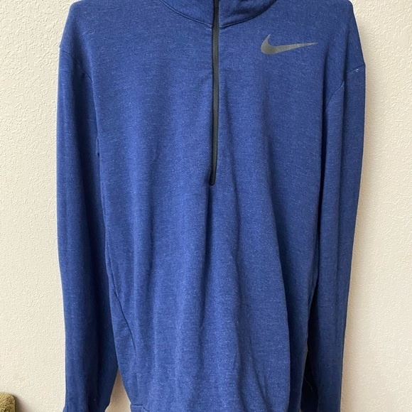 NIKE Dri-Fit quarter zip navy long sleeve pop over collared jacket size Small - Picture 2 of 10